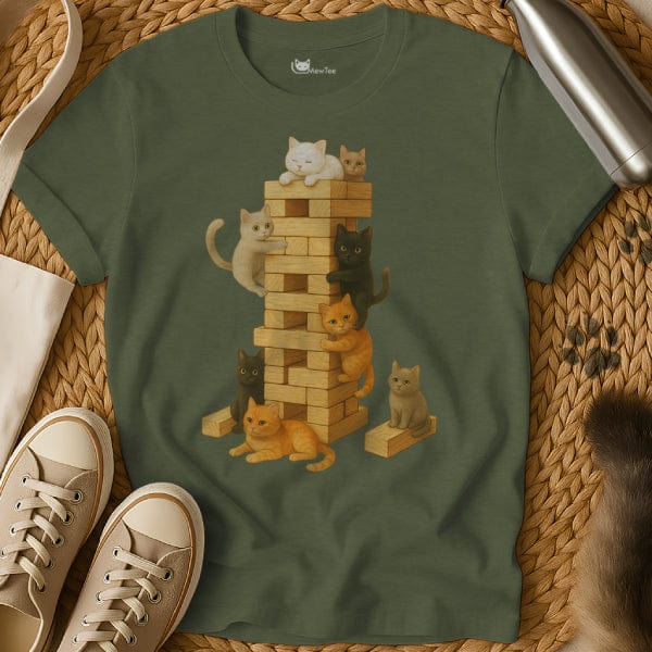 MewTee Military Green / S Jenga Shirt | Cat Tee