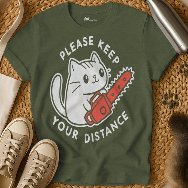 MewTee Military Green / S Keep Distance T-Shirt | Cat Tee