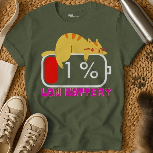 MewTee Military Green / S Low Battery Shirt | Cat Tee