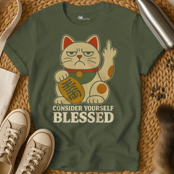 MewTee Military Green / S Maneki Neko Shirt | Cat Tee