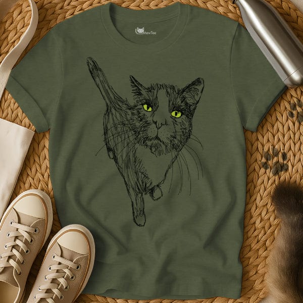 MewTee Military Green / S Minimalist Cat Shirt | Cat Tee