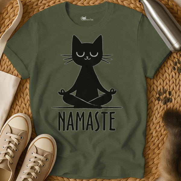 MewTee Military Green / S Namaste T-Shirt | Cat Tee
