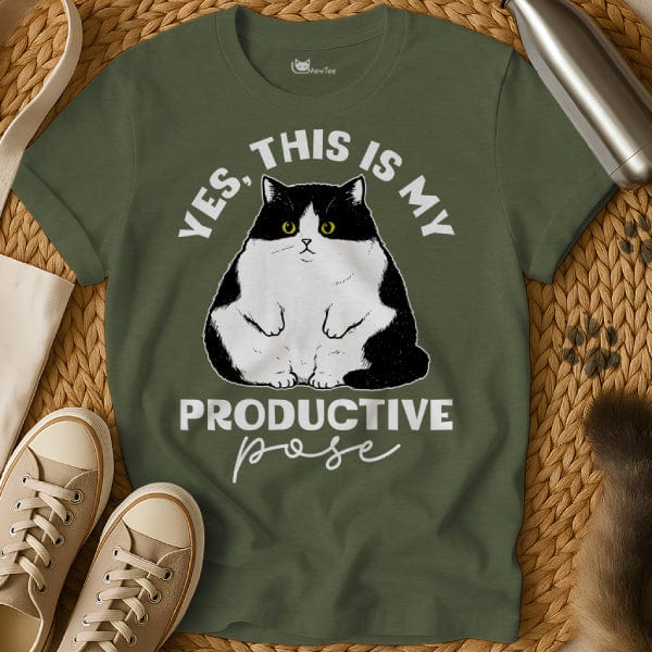 MewTee Military Green / S Productive Cat Tee