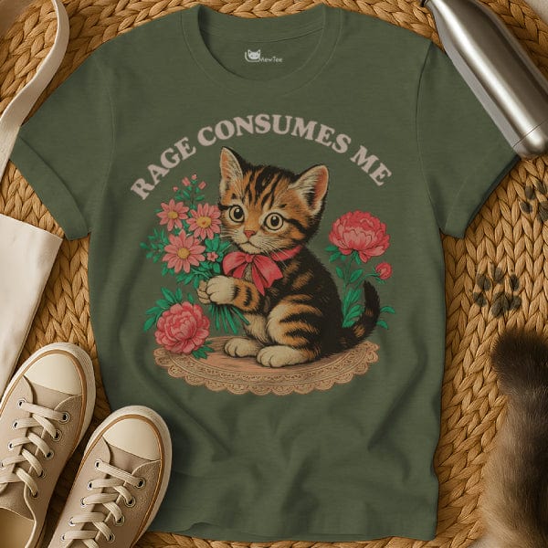 MewTee Military Green / S Rage Consumes Me Shirt | Cat Tee
