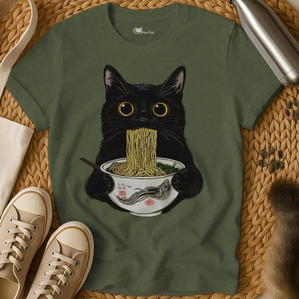 MewTee Military Green / S Ramen Cat Shirt | Cat Tee