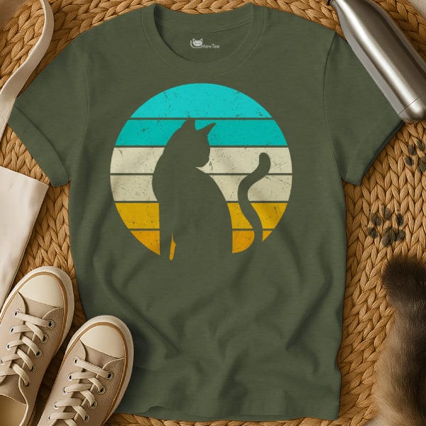 MewTee Military Green / S Retro Cat Shirt | Cat Tee