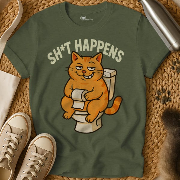 MewTee Military Green / S Shit Happens Shirt | Cat Tee