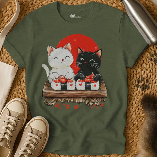 MewTee Military Green / S Sushi Cats Shirt | Cat Tee