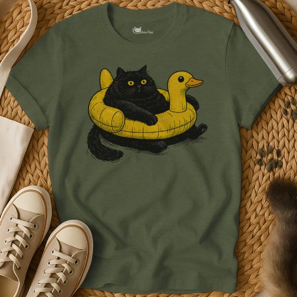 MewTee Military Green / S Swimming Cat Tee