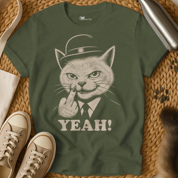 MewTee Military Green / S Yeah Shirt | Cat Tee