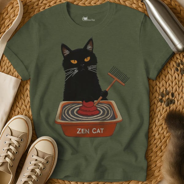 MewTee Military Green / S Zen Cat Shirt | Cat Tee