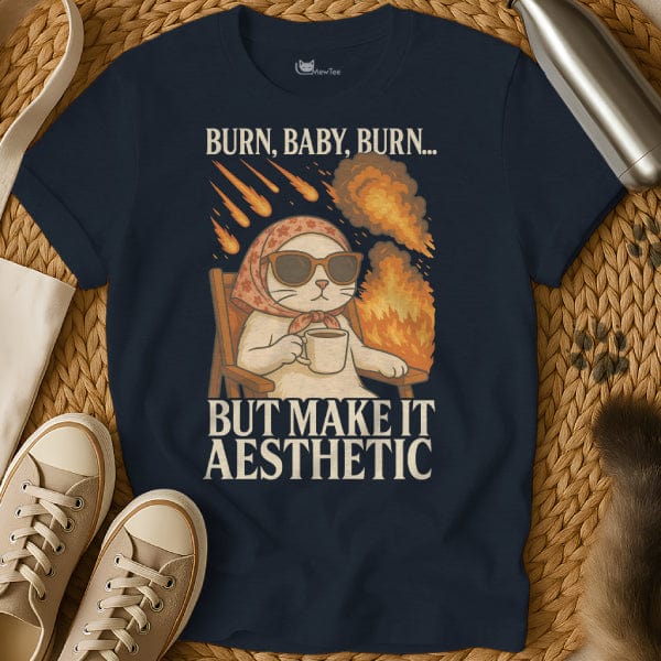 MewTee Navy / S Burn Shirt | Cat Tee