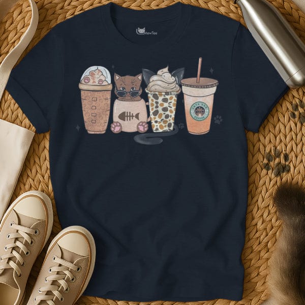 MewTee Navy / S Coffee Cat Shirt | Cat Tee