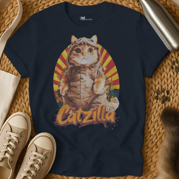 MewTee Navy / S Cute Catzilla T Shirt | Cat Tee
