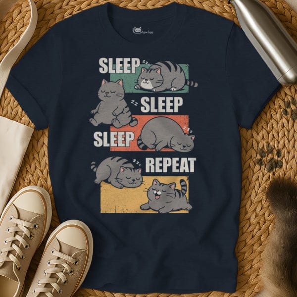 MewTee Navy / S Eat Sleep Repeat Shirt | Cat Tee