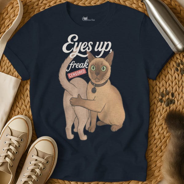 MewTee Navy / S Eyes Up Here Shirt | Cat Tee