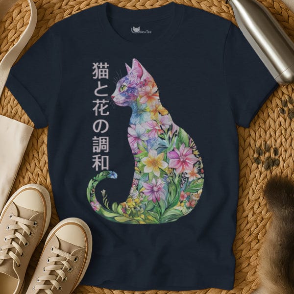 MewTee Navy / S Flower Cat | Cat Tee