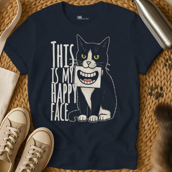 MewTee Navy / S Happy Face Shirt | Cat Tee