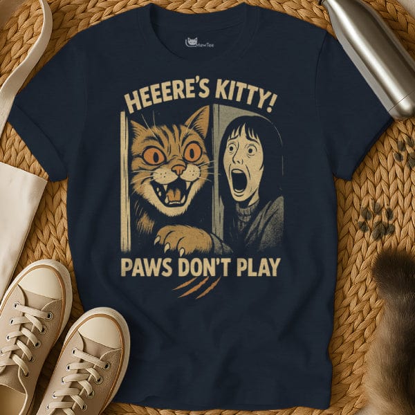 MewTee Navy / S Heres Johnny T Shirt | Cat Tee