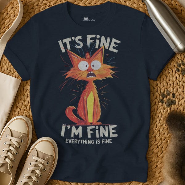 MewTee Navy / S It’s Fine Everything’s Fine Shirt | Cat Tee
