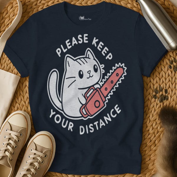 MewTee Navy / S Keep Distance T-Shirt | Cat Tee