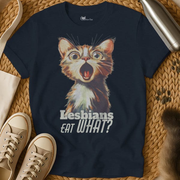 MewTee Navy / S Lesbians Eat What Shirt | Cat Tee