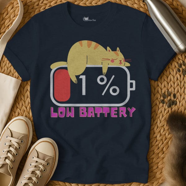MewTee Navy / S Low Battery Shirt | Cat Tee