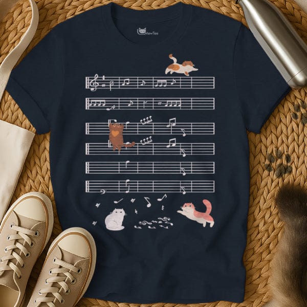 MewTee Navy / S Music Notes Shirt | Cat Tee