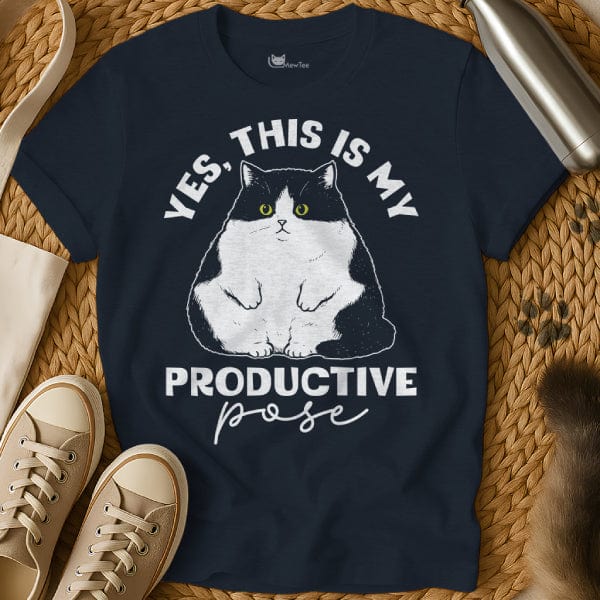 MewTee Navy / S Productive Cat Tee