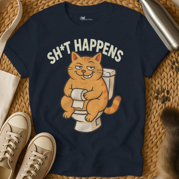 MewTee Navy / S Shit Happens Shirt | Cat Tee