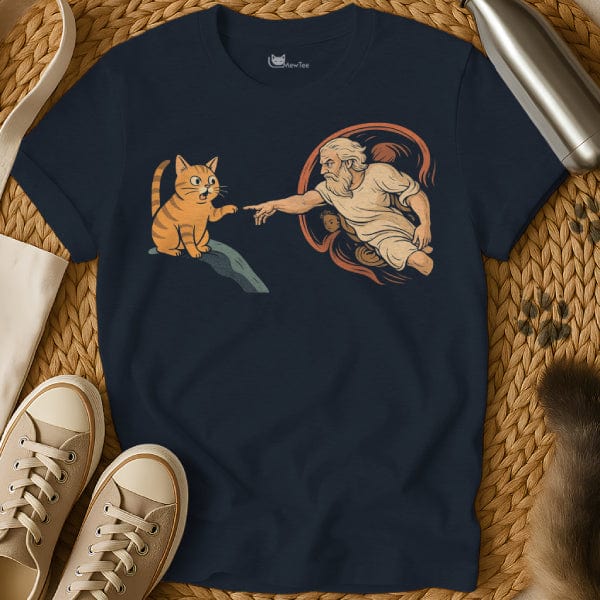 MewTee Navy / S The Creation of Adam Shirt | Cat Tee