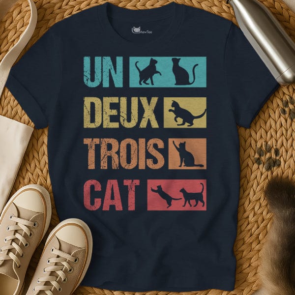 MewTee Navy / S Un Deux Trois Cat Shirt | Cat Tee