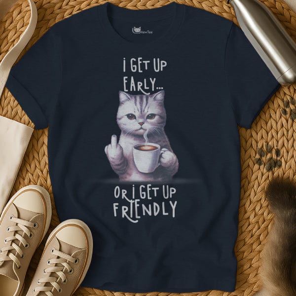 MewTee Navy / S Wake Up T Shirt | Cat Tee