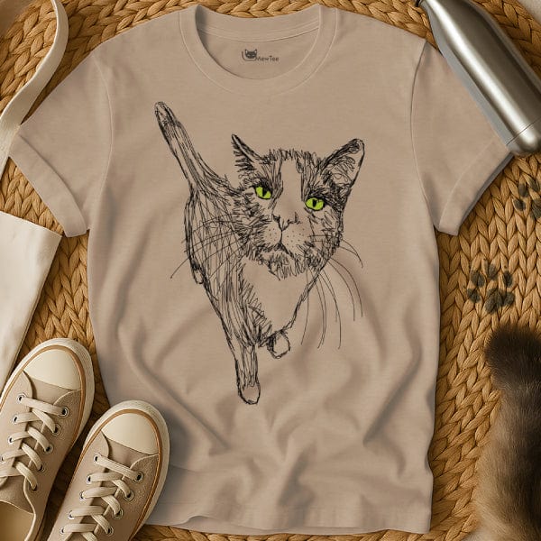 MewTee Sand / S Minimalist Cat Shirt | Cat Tee