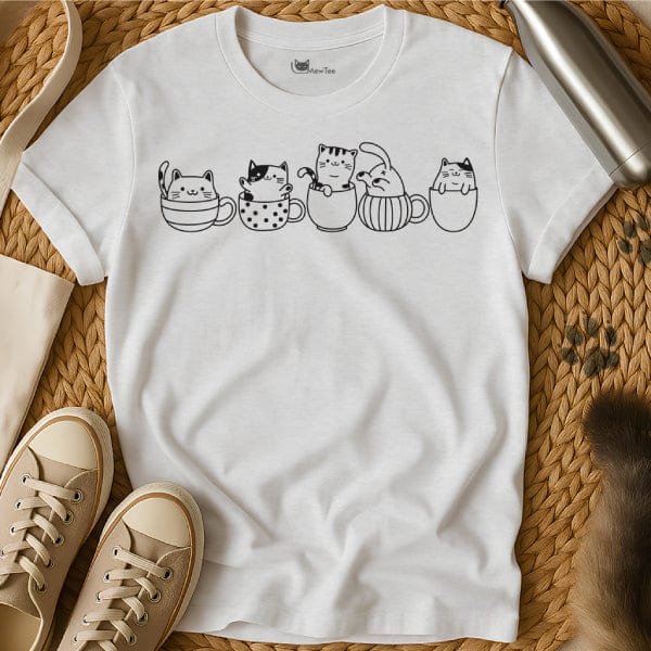 MewTee White / S Cats In Cups Shirt | Cat Tee