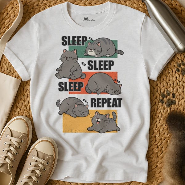MewTee White / S Eat Sleep Repeat Shirt | Cat Tee