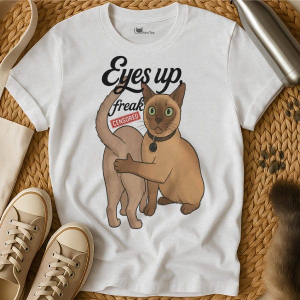 MewTee White / S Eyes Up Here Shirt | Cat Tee