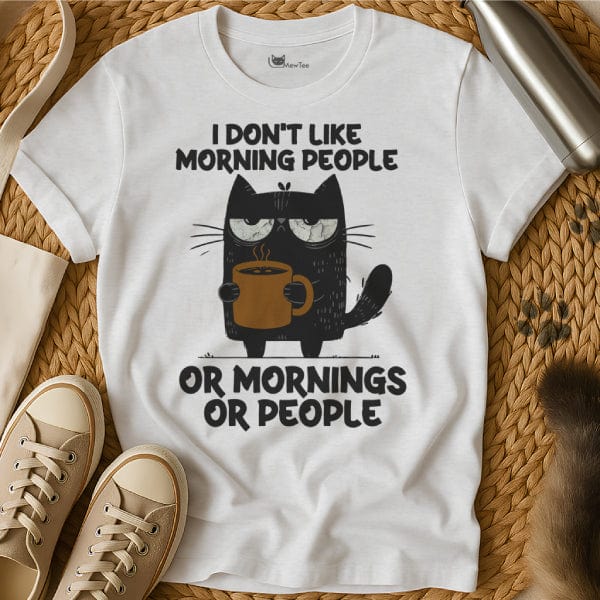 MewTee White / S I Hate Morning People | Cat Tee
