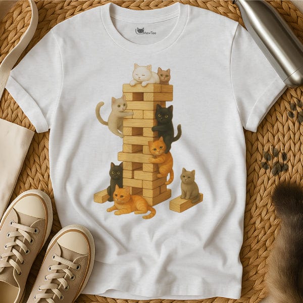 MewTee White / S Jenga Shirt | Cat Tee