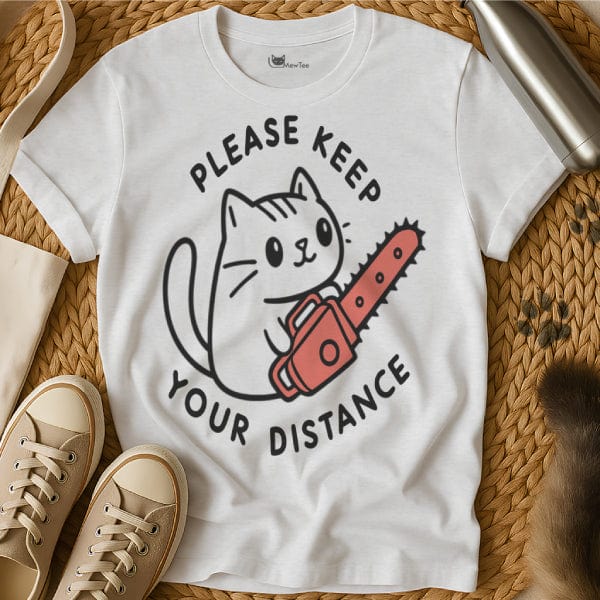 MewTee White / S Keep Distance T-Shirt | Cat Tee