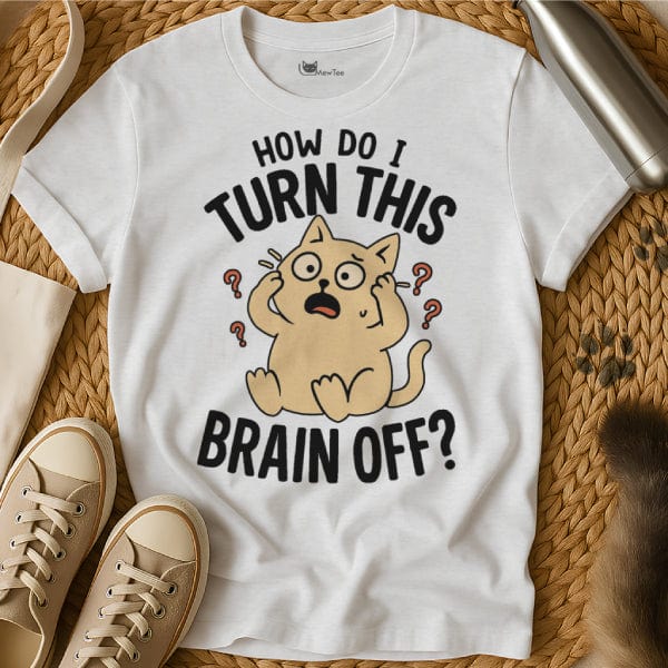 MewTee White / S Turn Off Brain | Cat Tee