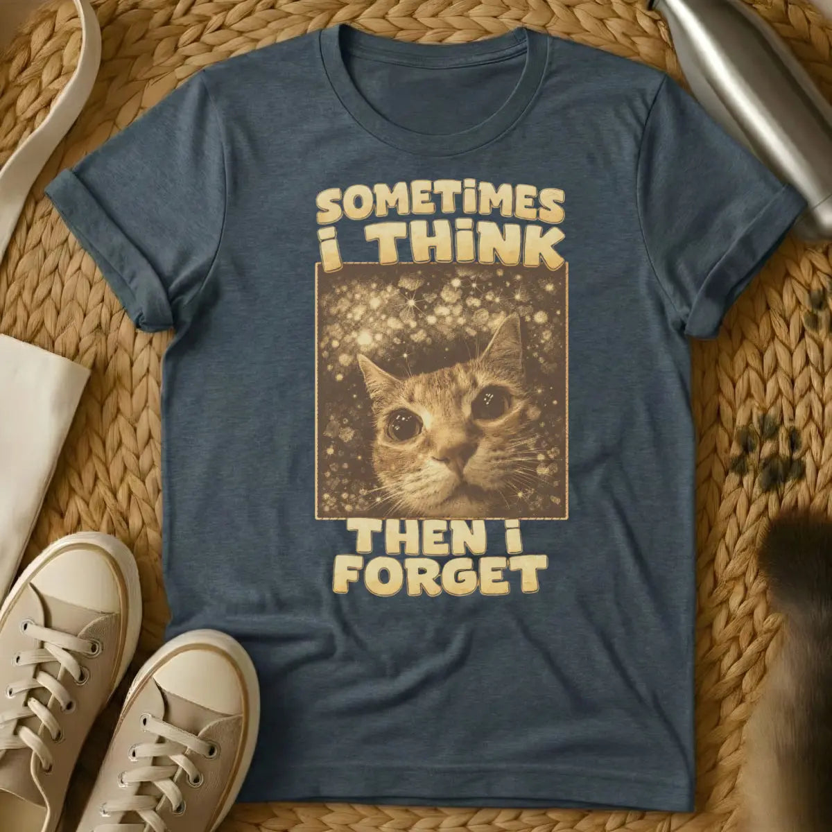 Funny Scatterbrain Feline Tee - Dark Heather Cat T-Shirt