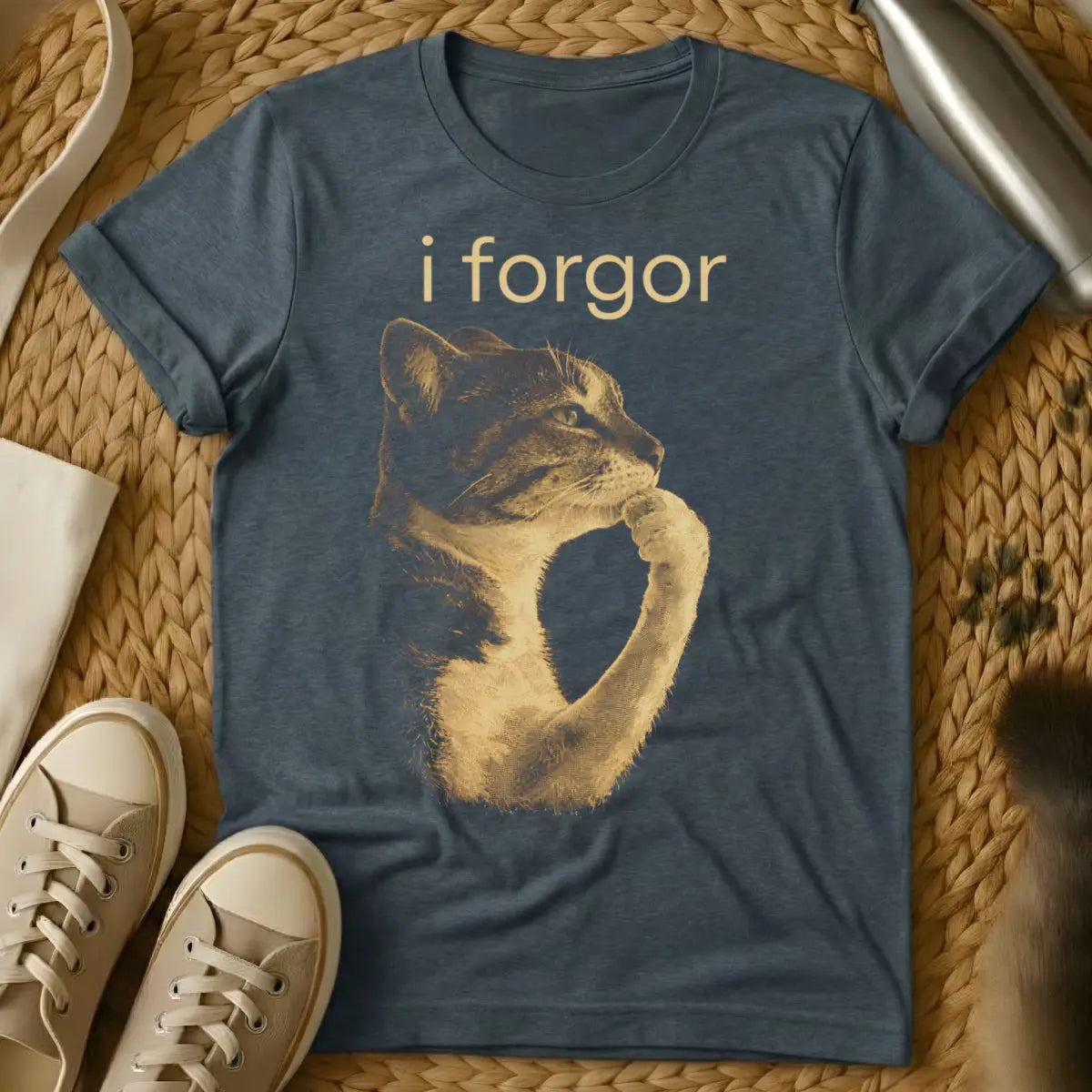 I Forgor Cat Shirt - Dark Heather Cat T-Shirt