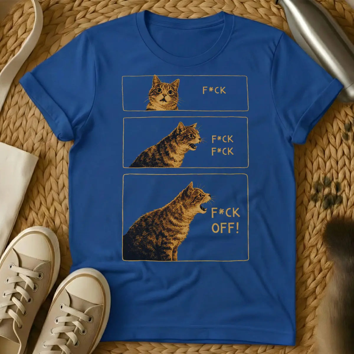 Sarcastic Comic Strip Cat Shirt - Blue Cat T-Shirt