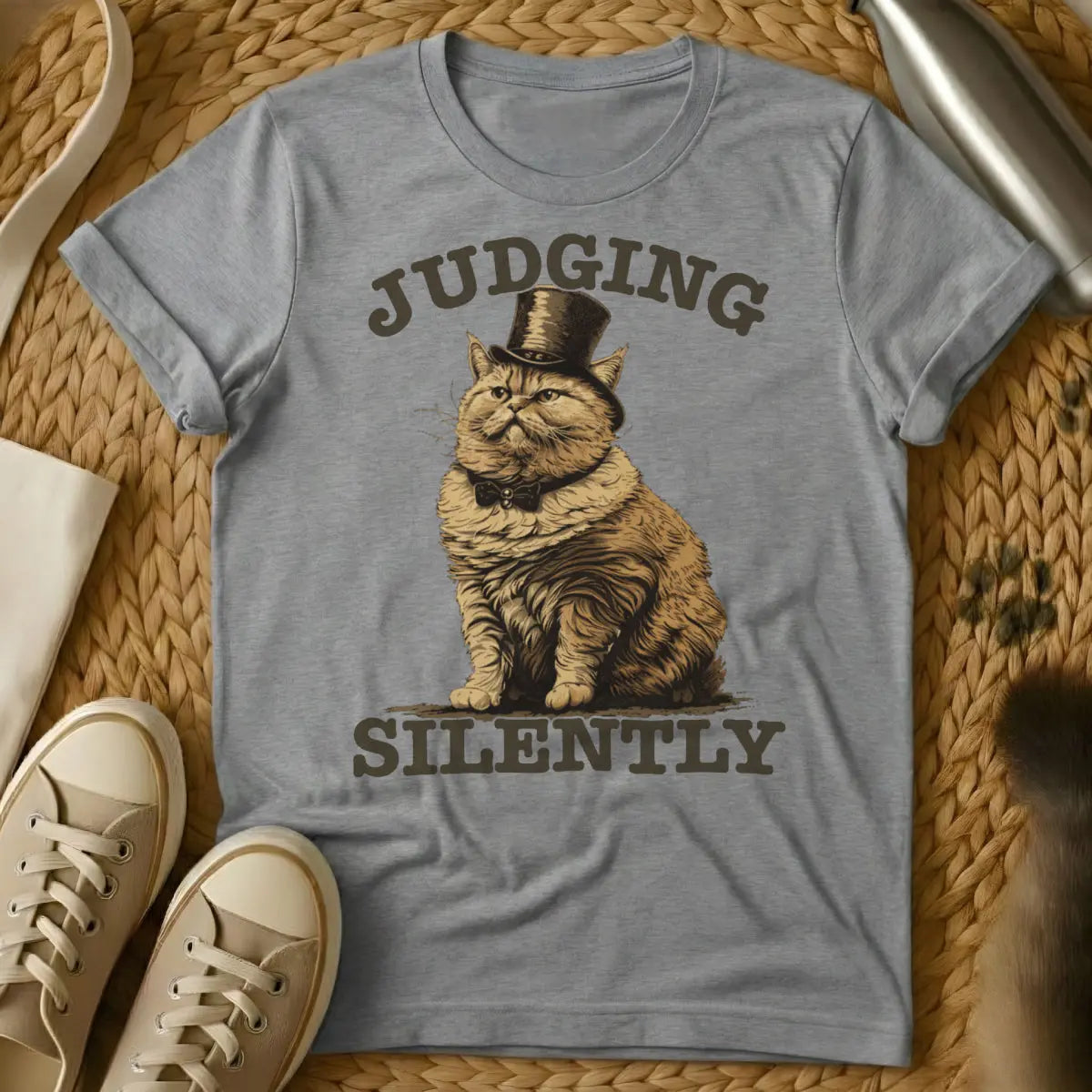 Judging Silently Cat Shirt - Gray Cat T-Shirt