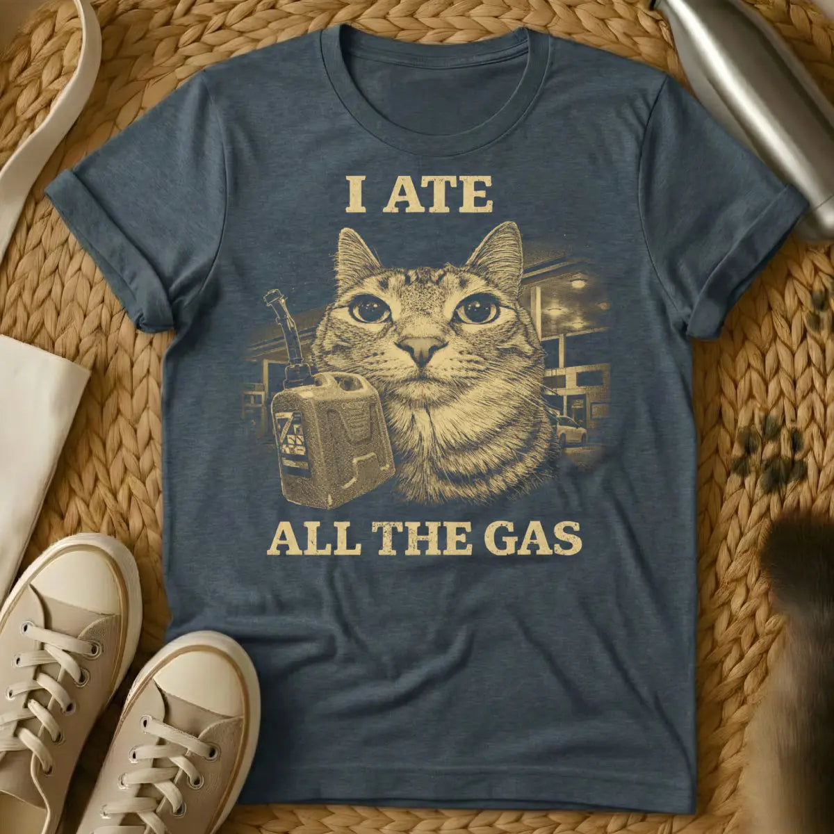 I Ate All The Gas Shirt - Dark Heather Cat T-Shirt