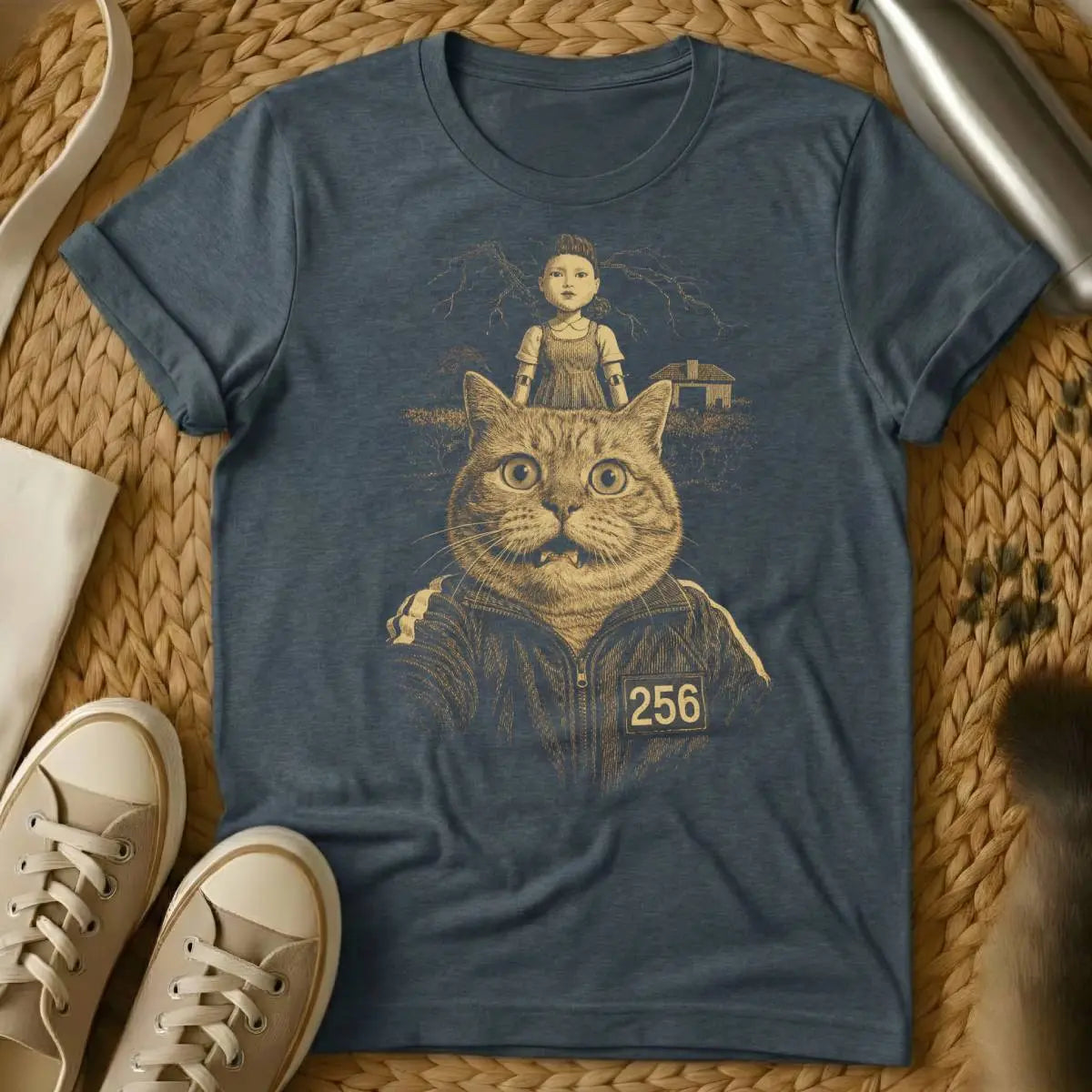Squid Game Cat Shirt - Dark Heather Cat T-Shirt