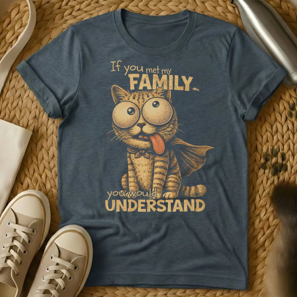 If You Met My Family Cat Shirt - Dark Heather Cat T-Shirt