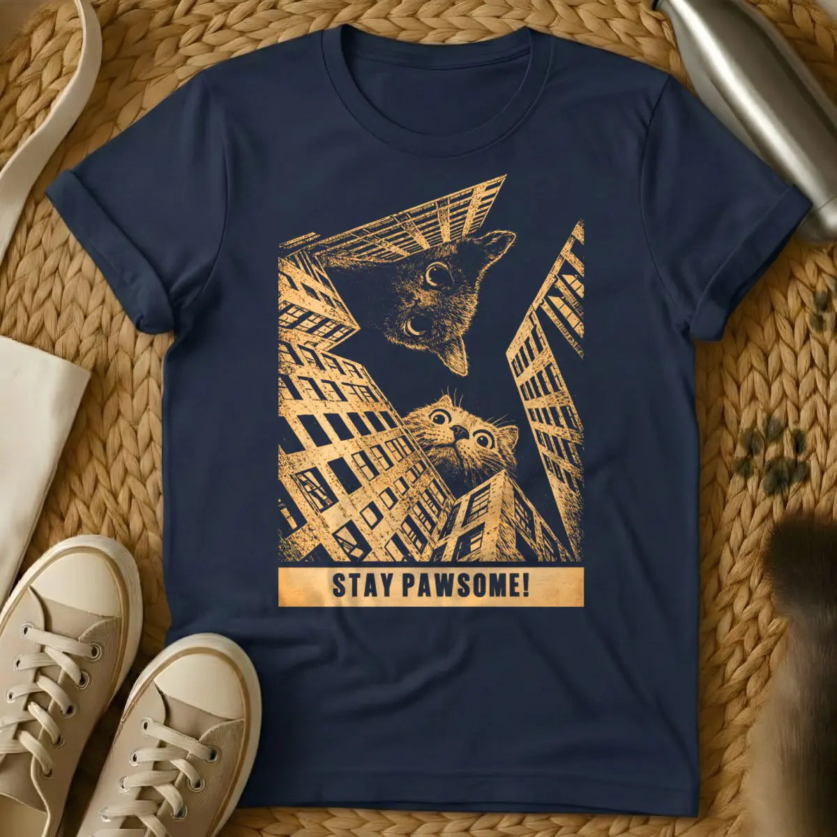 Giant Cat City Shirt - Navy Cat T-Shirt