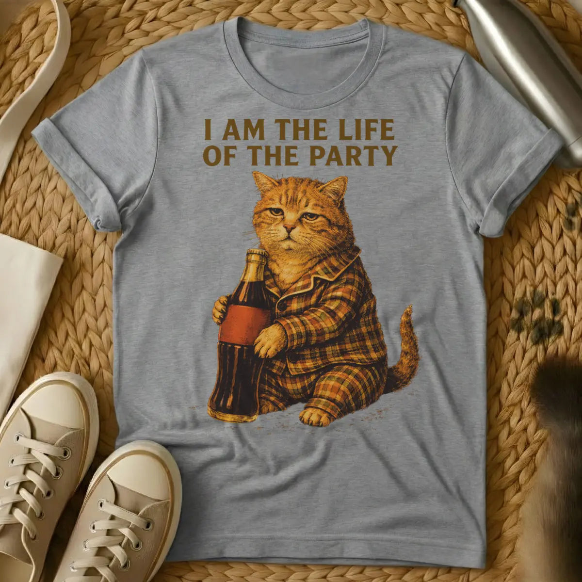 Funny Grumpy Cat Tee - Gray T-Shirt - grumpy cat meme, iconic internet meme, relatable introvert humor